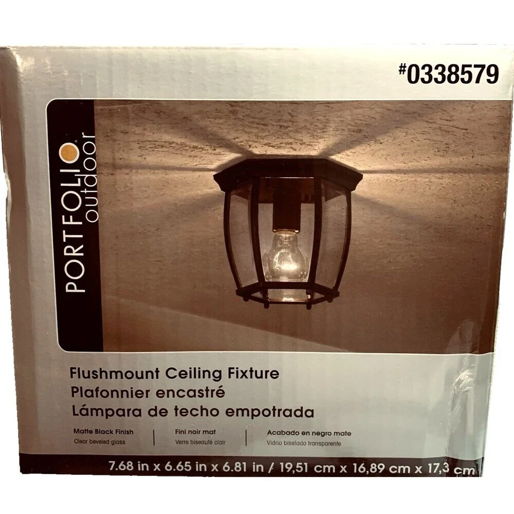 Portfolio Flushmount Ceiling Fixture #0338579 Matte Black Finish New Boxed